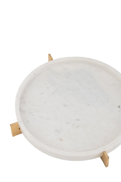 Plateau Marmer Voet Metaal Grijs/Champagne J-Line
