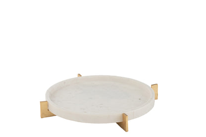Plateau Marmer Voet Metaal Grijs/Champagne J-Line