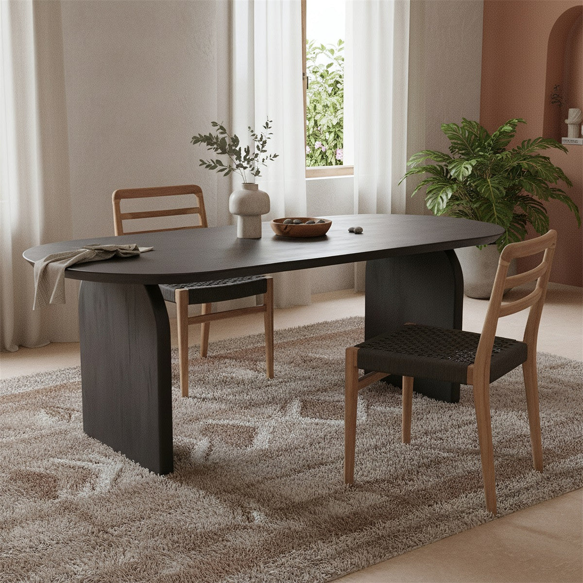 Eetkamertafel Bullnose Black 180cm Raw Materials