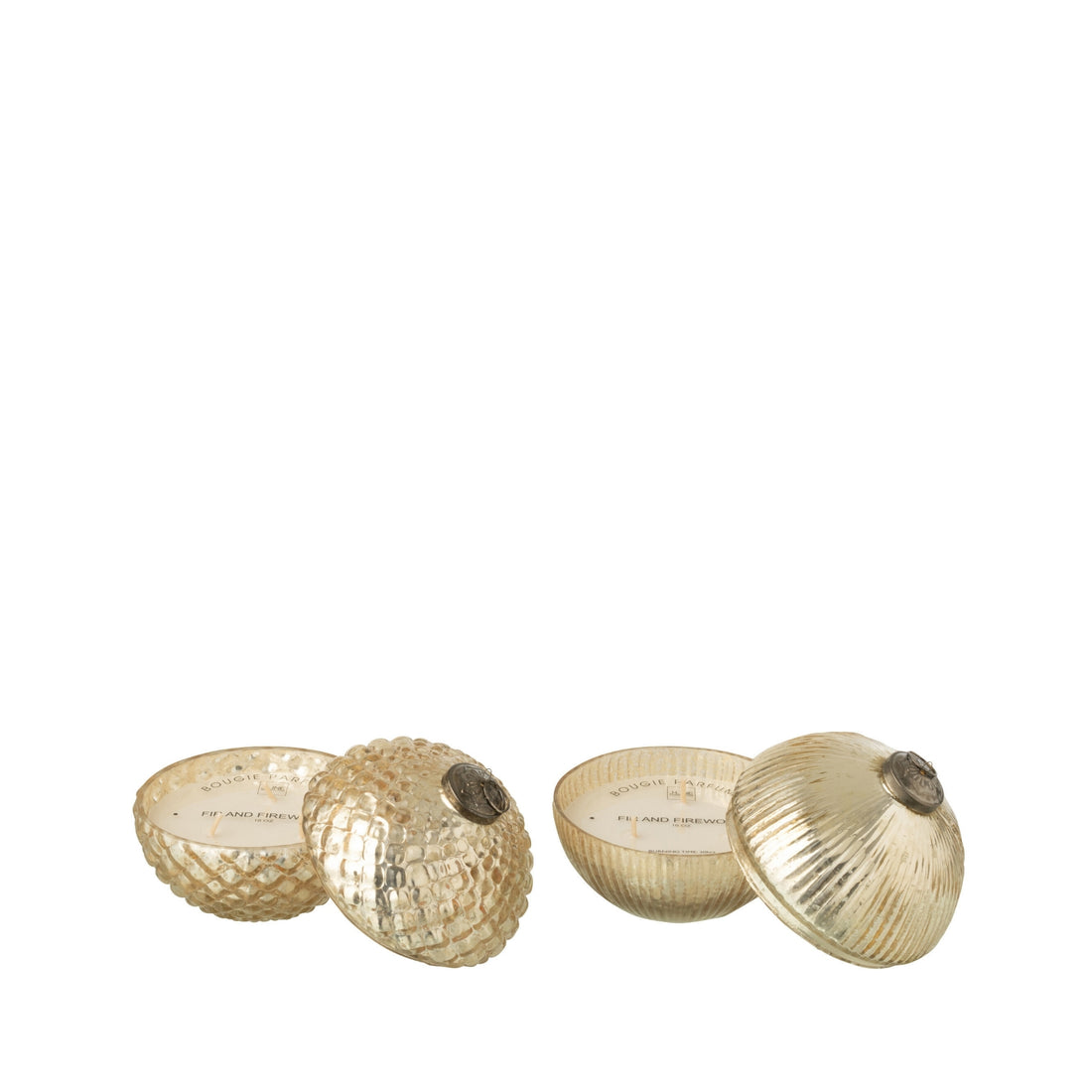 Geurkaars Kerstbal Glas Goud Small J-Line Set van 2