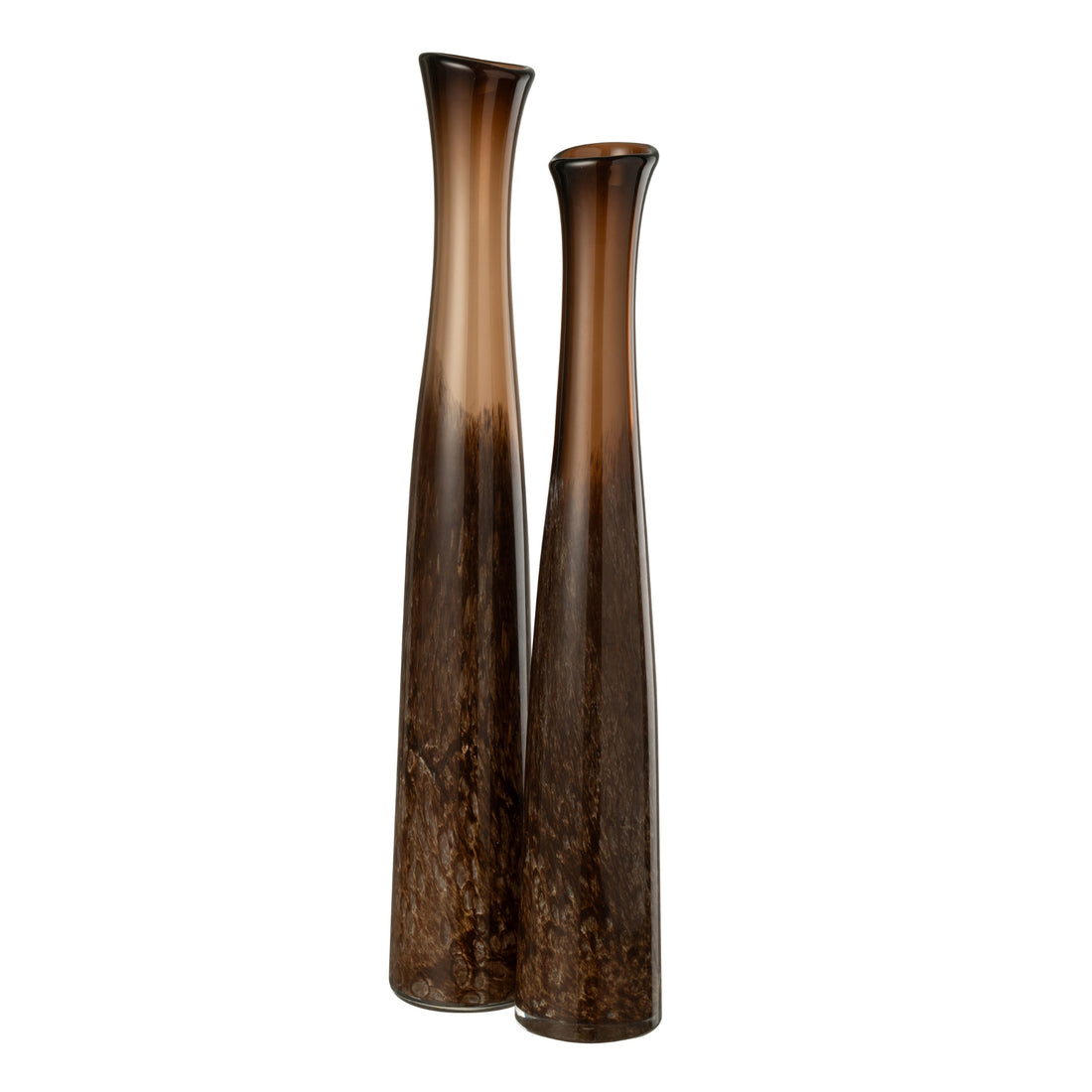 Donkerbruine Glazen Vaas Cylinder J-Line Set van 2