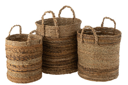 Manden Lucie Raffia Naturel Set van 3 J-Line