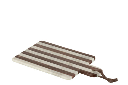 Plank Rechthoekig Streep Marmer Wit/Bruin Small