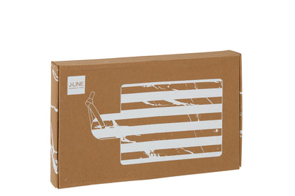 Plank Rechthoekig Streep Marmer Wit/Bruin Small