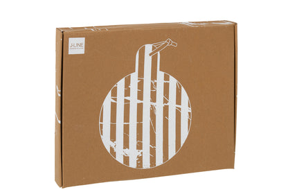 Plank Rond Streep Marmer Wit/Bruin 46x31x2cm J-line