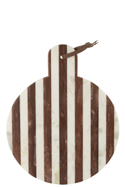 Plank Rond Streep Marmer Wit/Bruin 46x31x2cm J-line