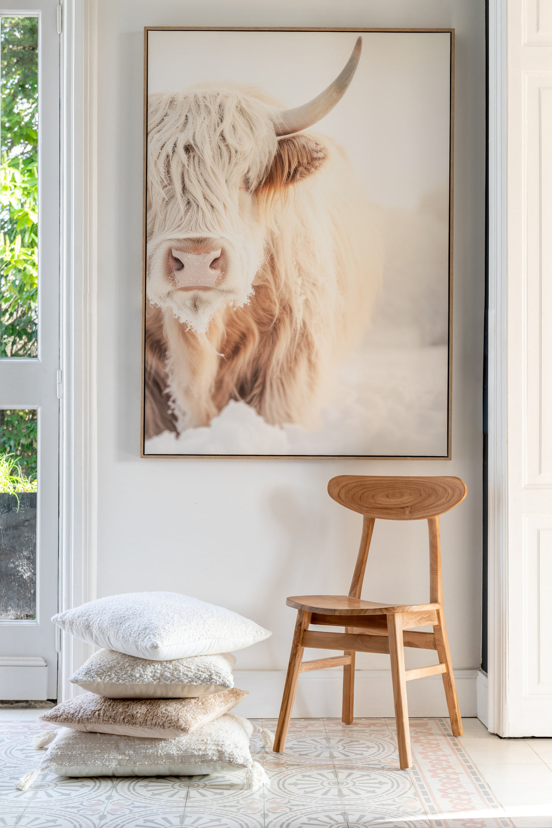 Kussen Miami Outdoor Polyester Naturel/Wit