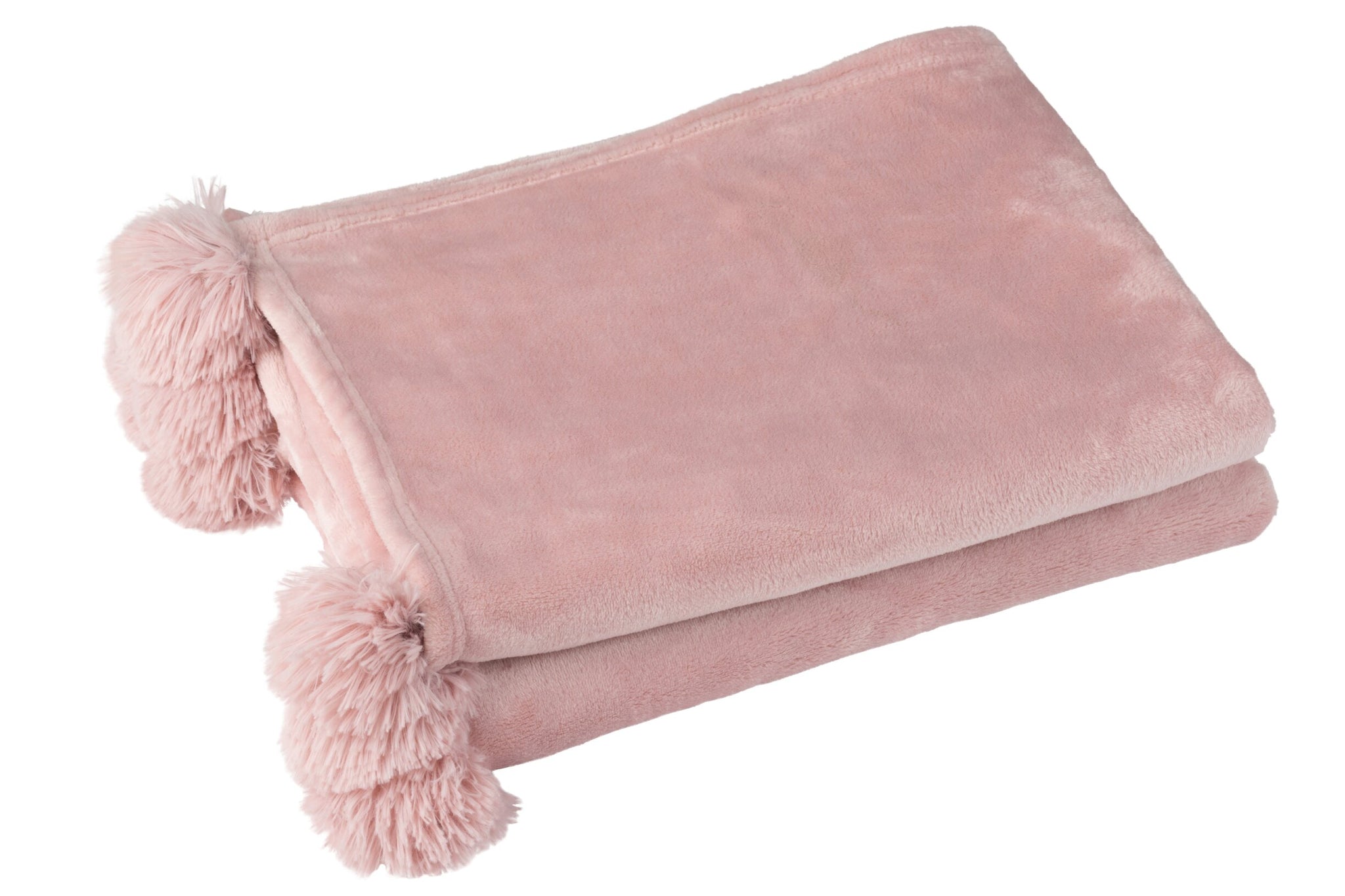 Plaid Pompom Polyester Baby Roze 170cmx130cm