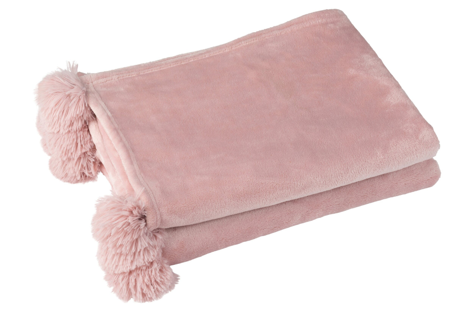 Plaid Pompom Polyester Baby Roze 170cmx130cm
