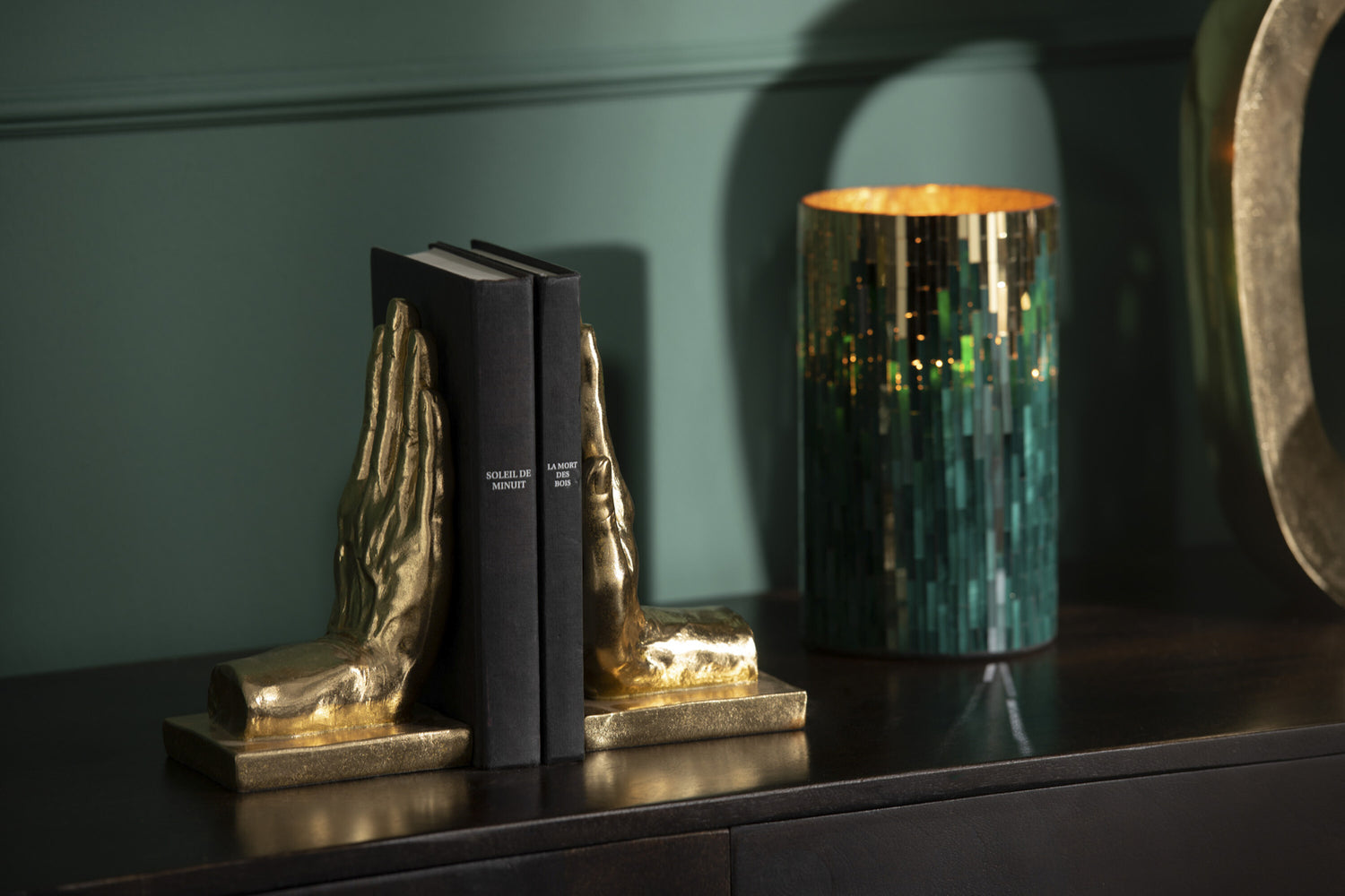 Boekensteun Handen Poly Goud Set van 2 J-Line