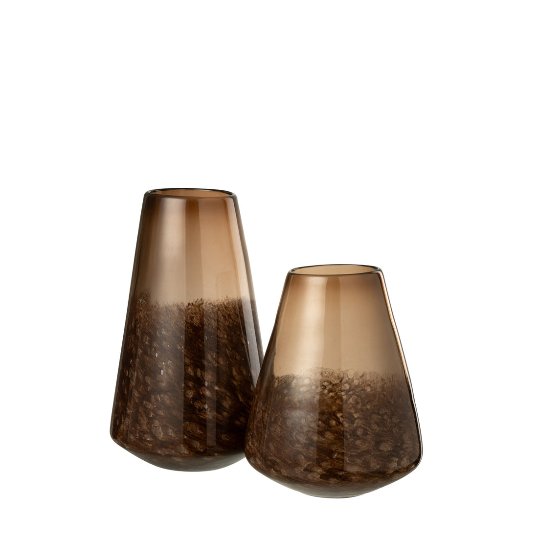 Donkerbruine Glazen Vaas Cone J-Line Set van 2
