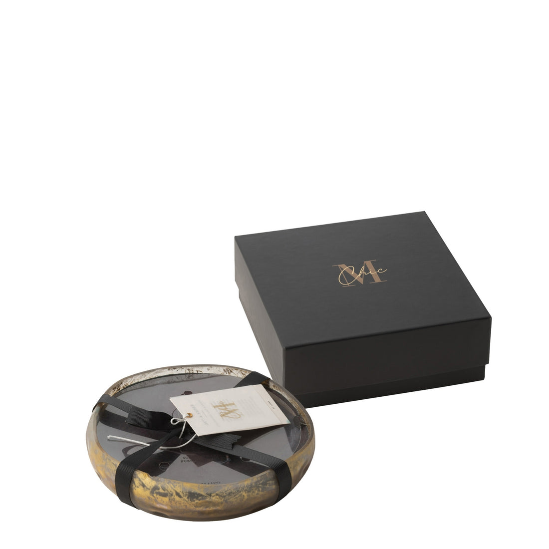 Luxe Geurkaars M-Chic Glas Zwart/Goud Medium 19u J-Line