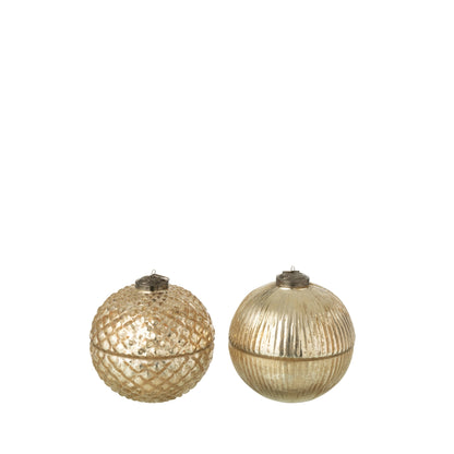 Geurkaars Kerstbal Glas Goudkleurig Small Set van 2 J-Line