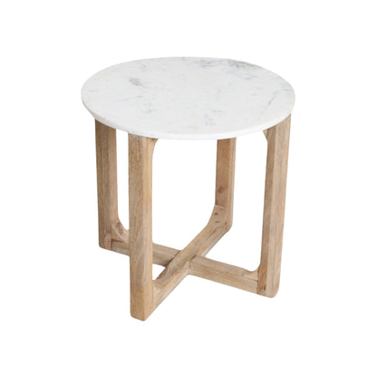 Marmeren bijzettafel Rond Wit Raw Materials