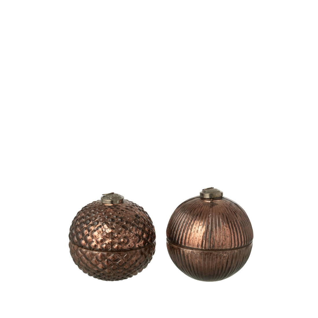 Geurkaars Kerstbal Glas Bruin Small J-Line Set van 2