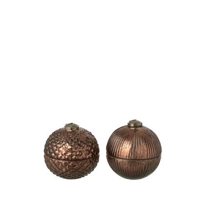 Geurkaars Kerstbal Glas Bruin Small J-Line Set van 2