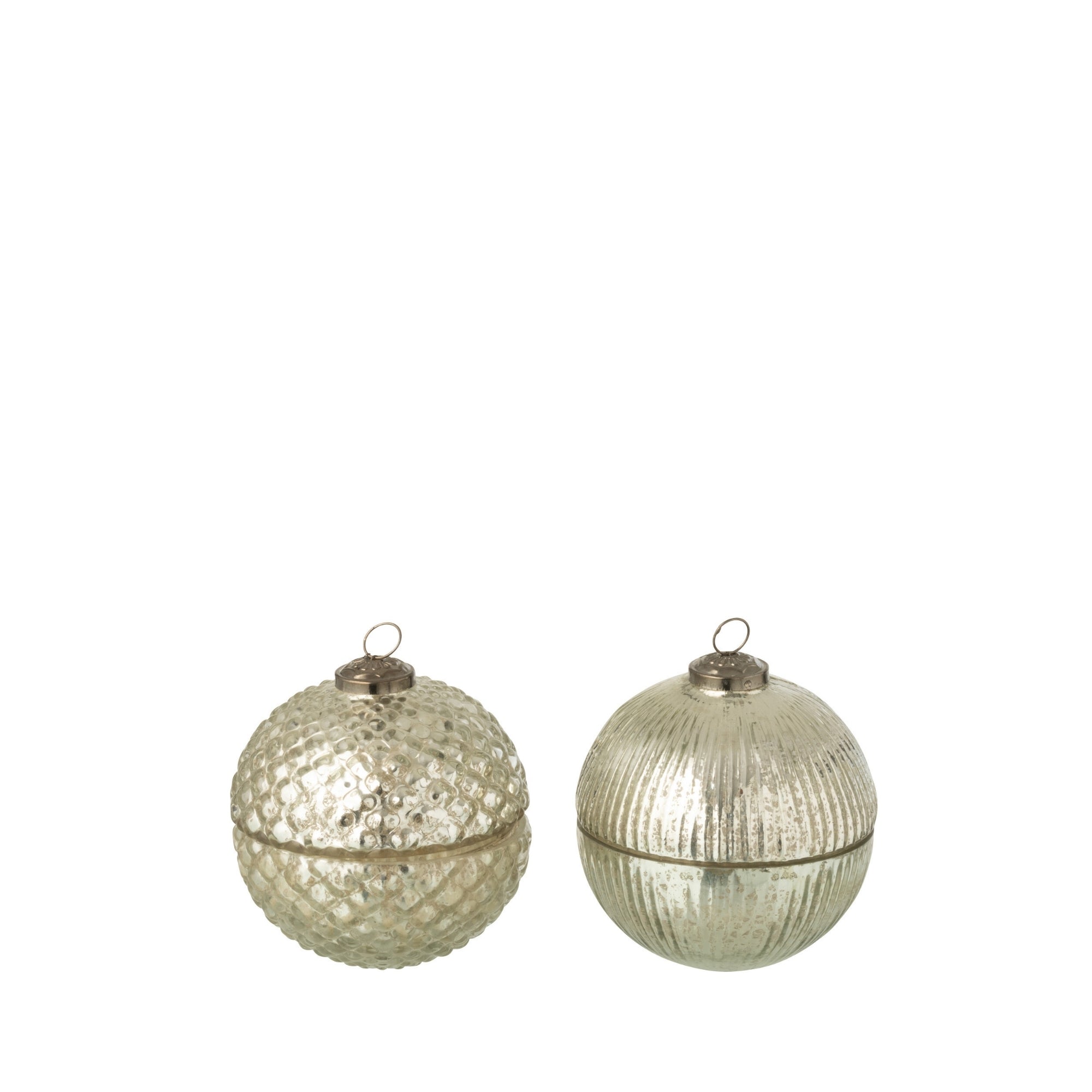 Geurkaars Kerstbal Glas Zilverkleurig Small J-Line Set van 2