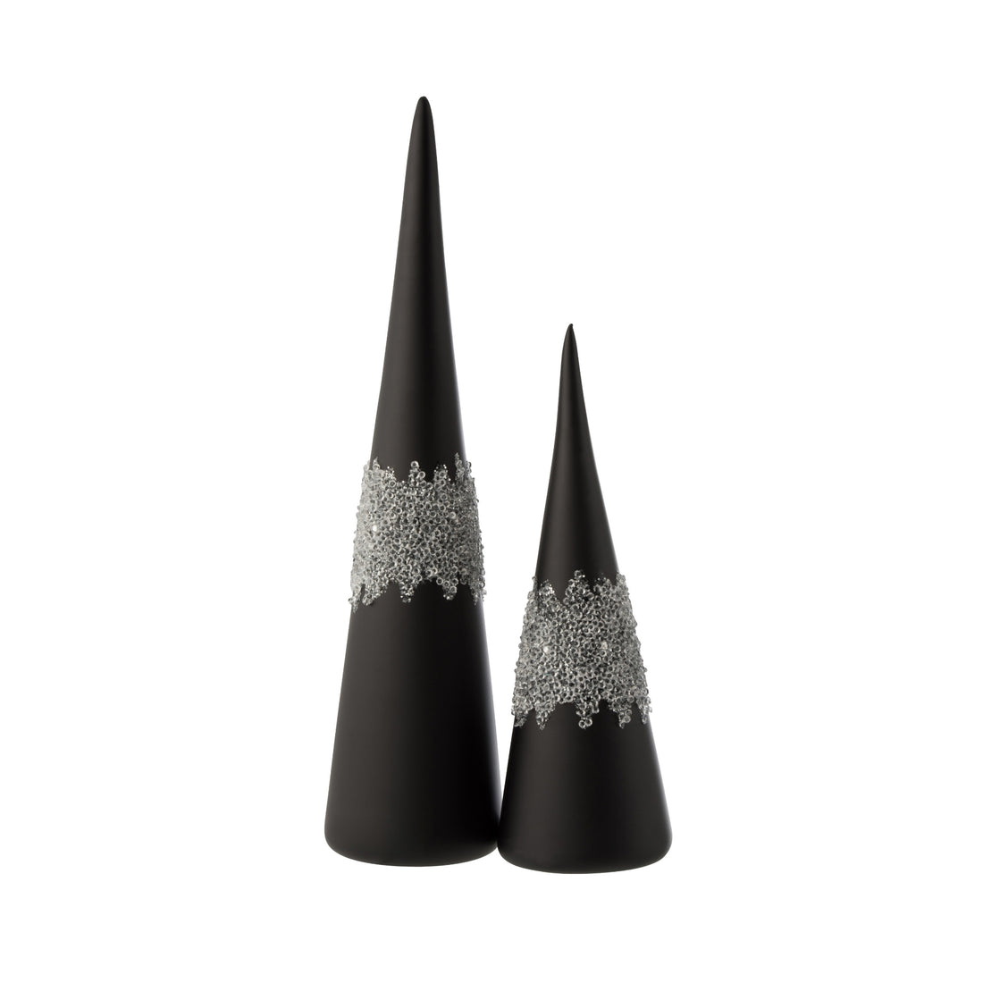 Kegel Suiker Midden Diamanten Lijn Glas Mat Zwart Set van 2 J-Line