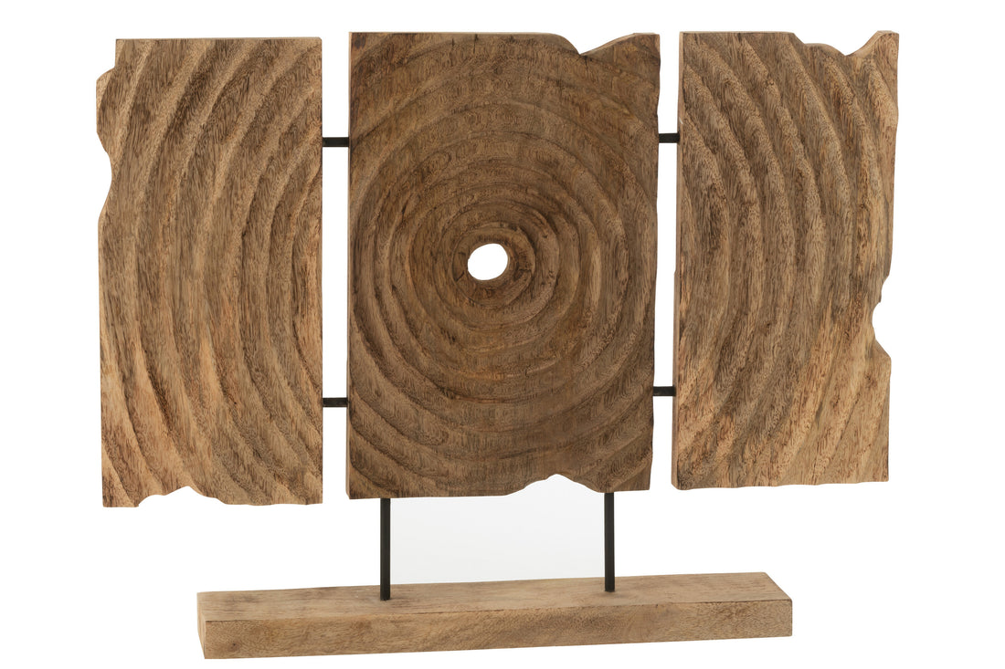 Triptiek Gekerfd Op Voet Mango Hout Naturel