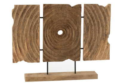 Triptiek Gekerfd Op Voet Mango Hout Naturel