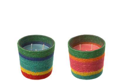 Geurkaars Mand Roze Was Mix Small-45 Uren Set van 2