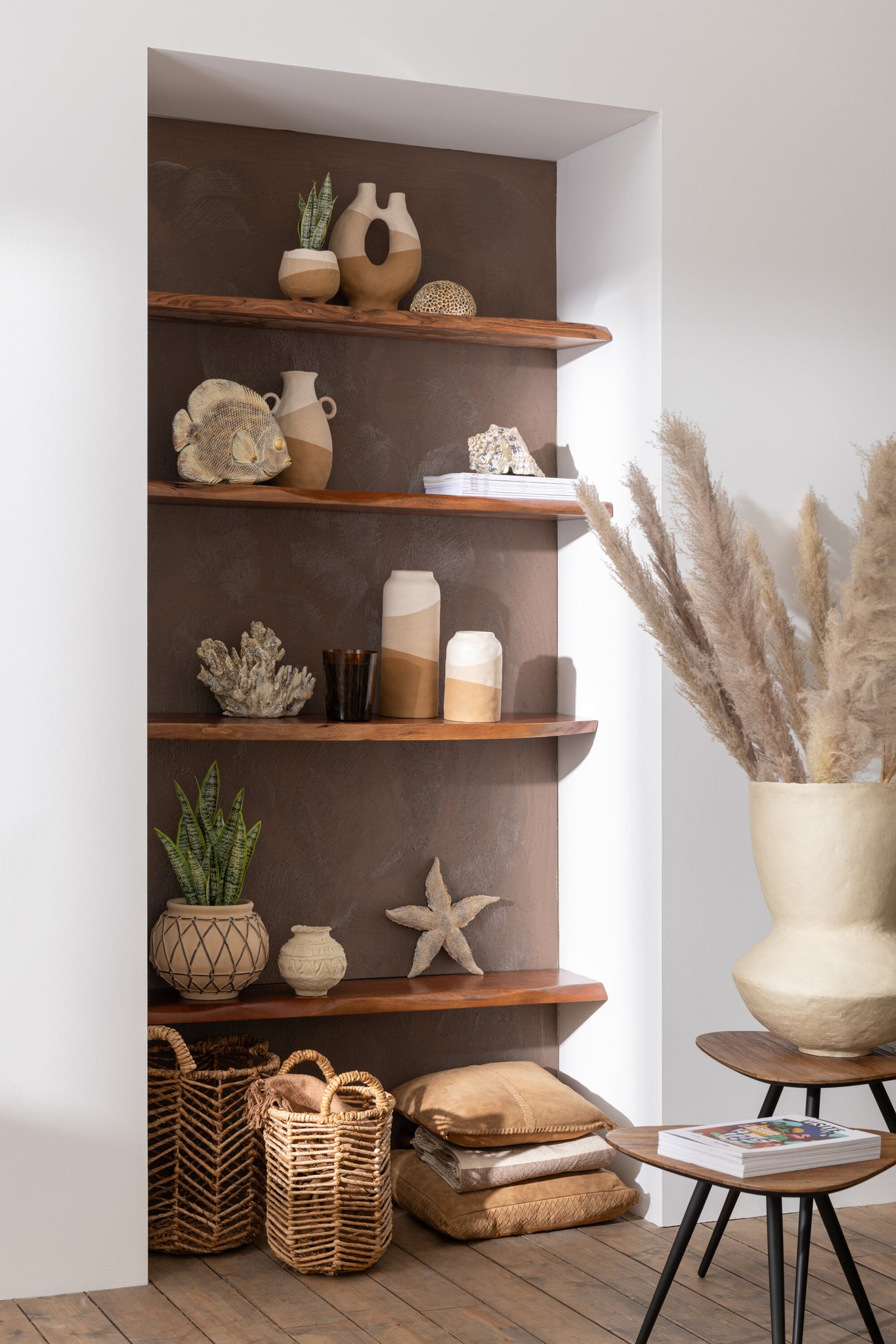 Bijzettafel Driehoek Gerecycleerd Teak Naturel Set van 2 J-Line