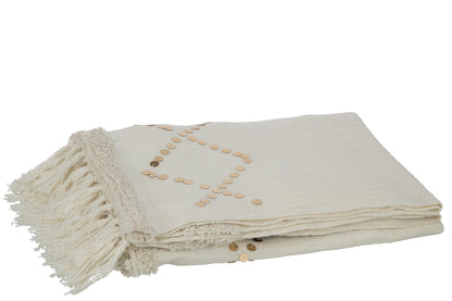 Plaid Diamanten + Franjes Katoen/Pailletten Wit/Goud