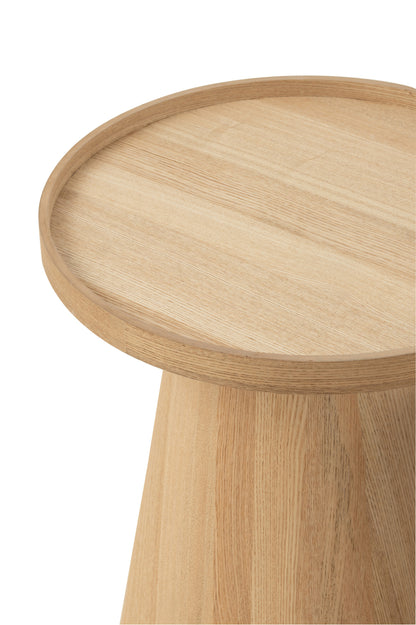 Bijzettafels Rond + Rand Hout Naturel Set van 2 J-Line