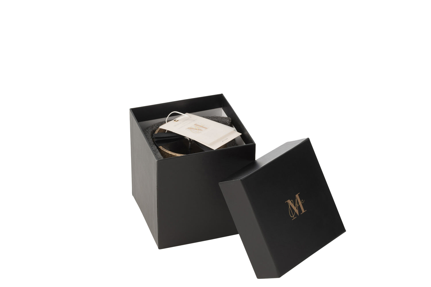 Geurkaars M-Chic Glas Goud/Zwart Small-48u