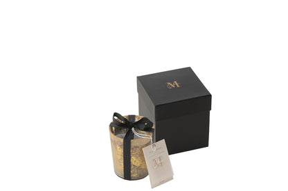 Geurkaars M-Chic Glas Goud/Zwart Small-48u