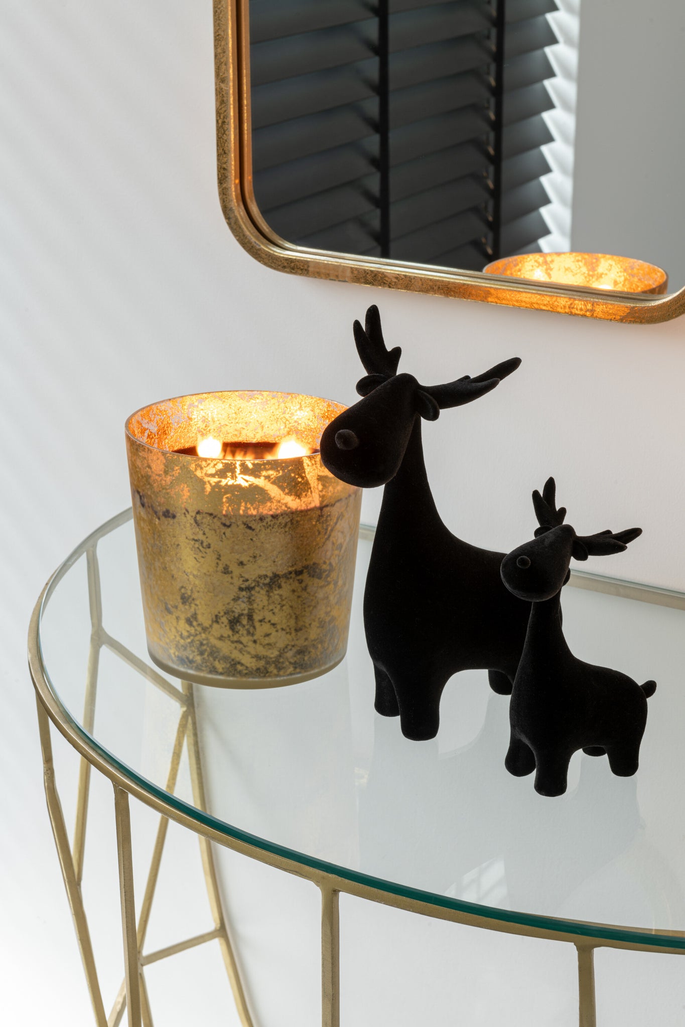 Geurkaars M-Chic Glas Goud/Zwart Medium-80u