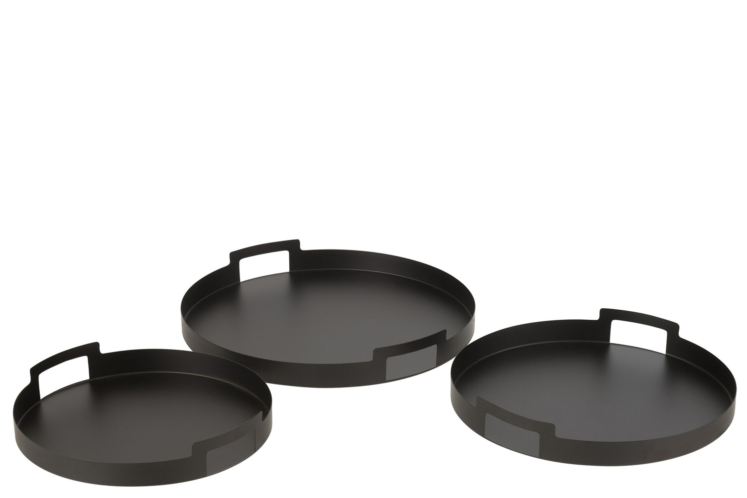 Dienblad Rond Metaal Zwart Set van 3 J-Line