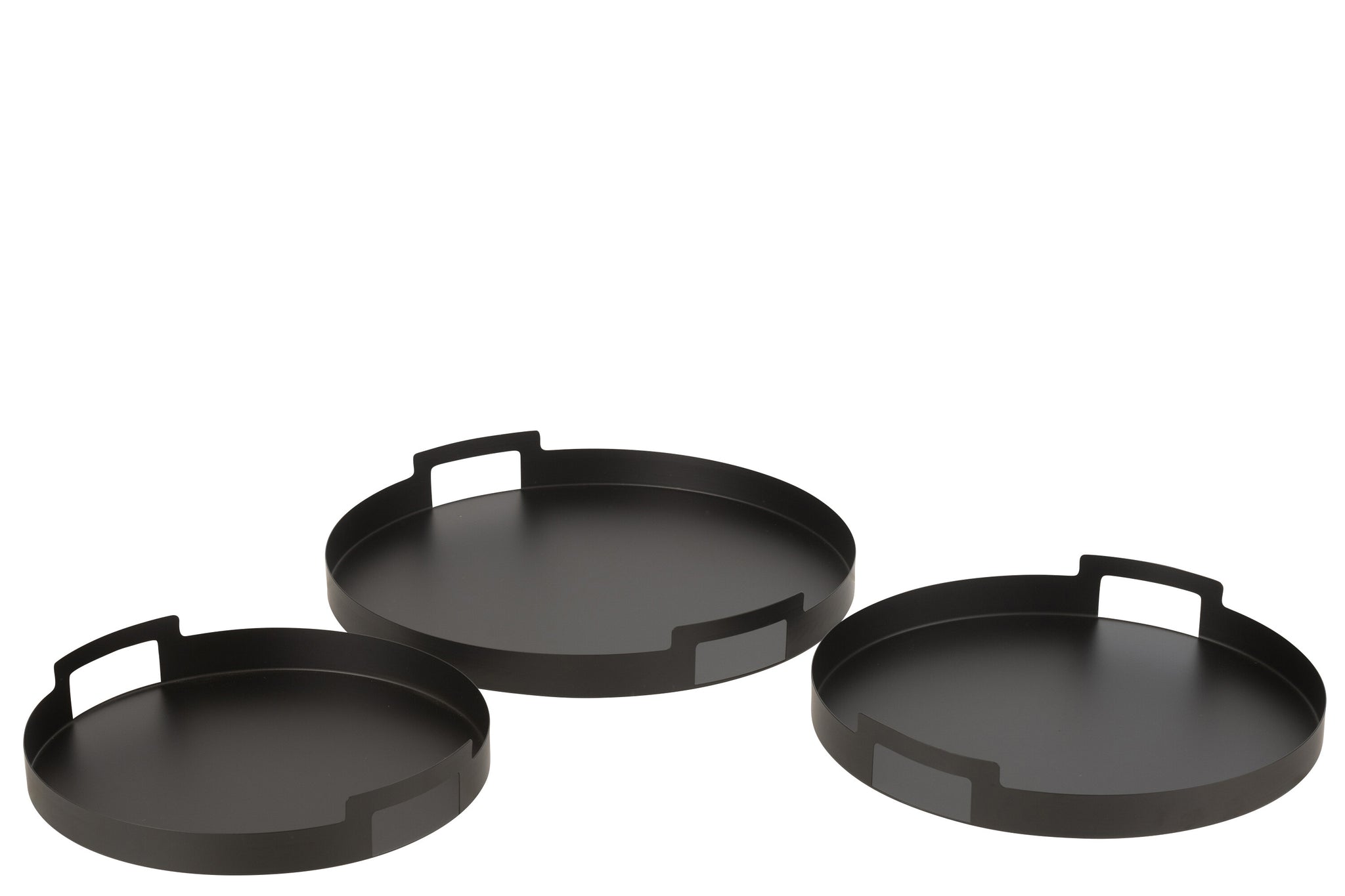 Dienblad Rond Metaal Zwart Set van 3 J-Line