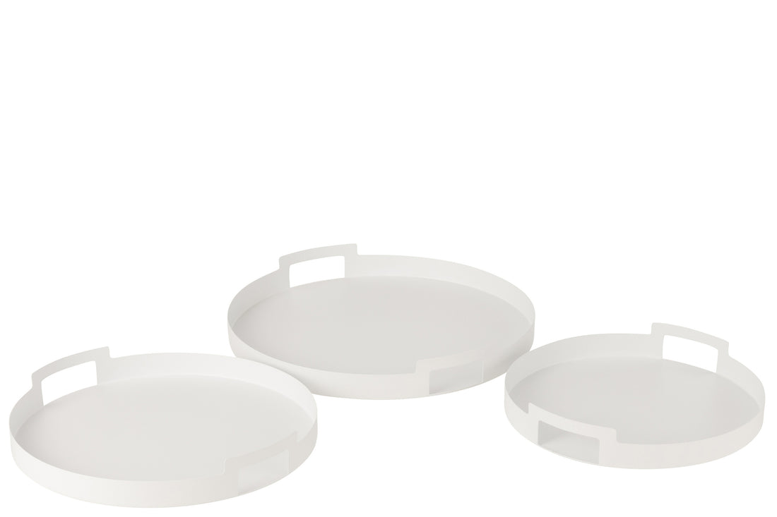 Dienblad Rond Metaal Wit Set van 3 J-Line