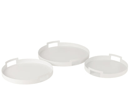 Dienblad Rond Metaal Wit Set van 3 J-Line