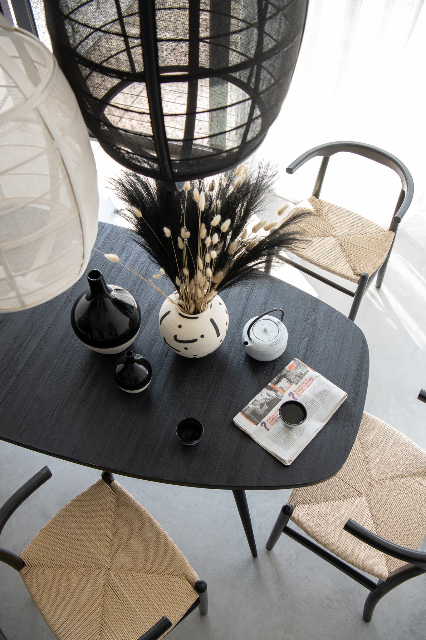 Hanglamp Ion Linnen/Bamboe Wit Small J-Line