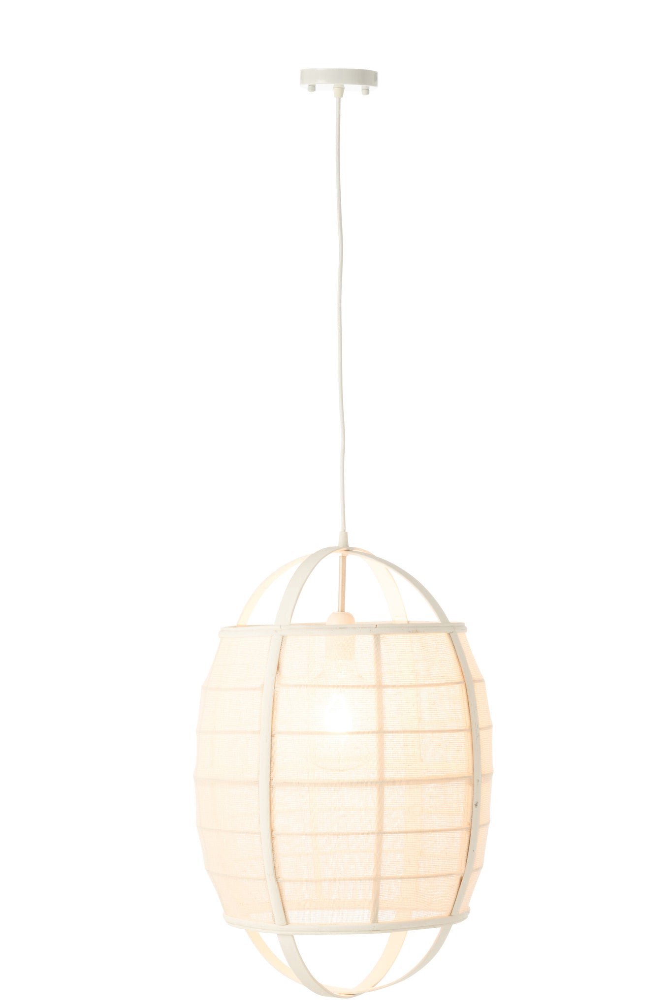 Hanglamp Ion Linnen/Bamboe Wit Small J-Line