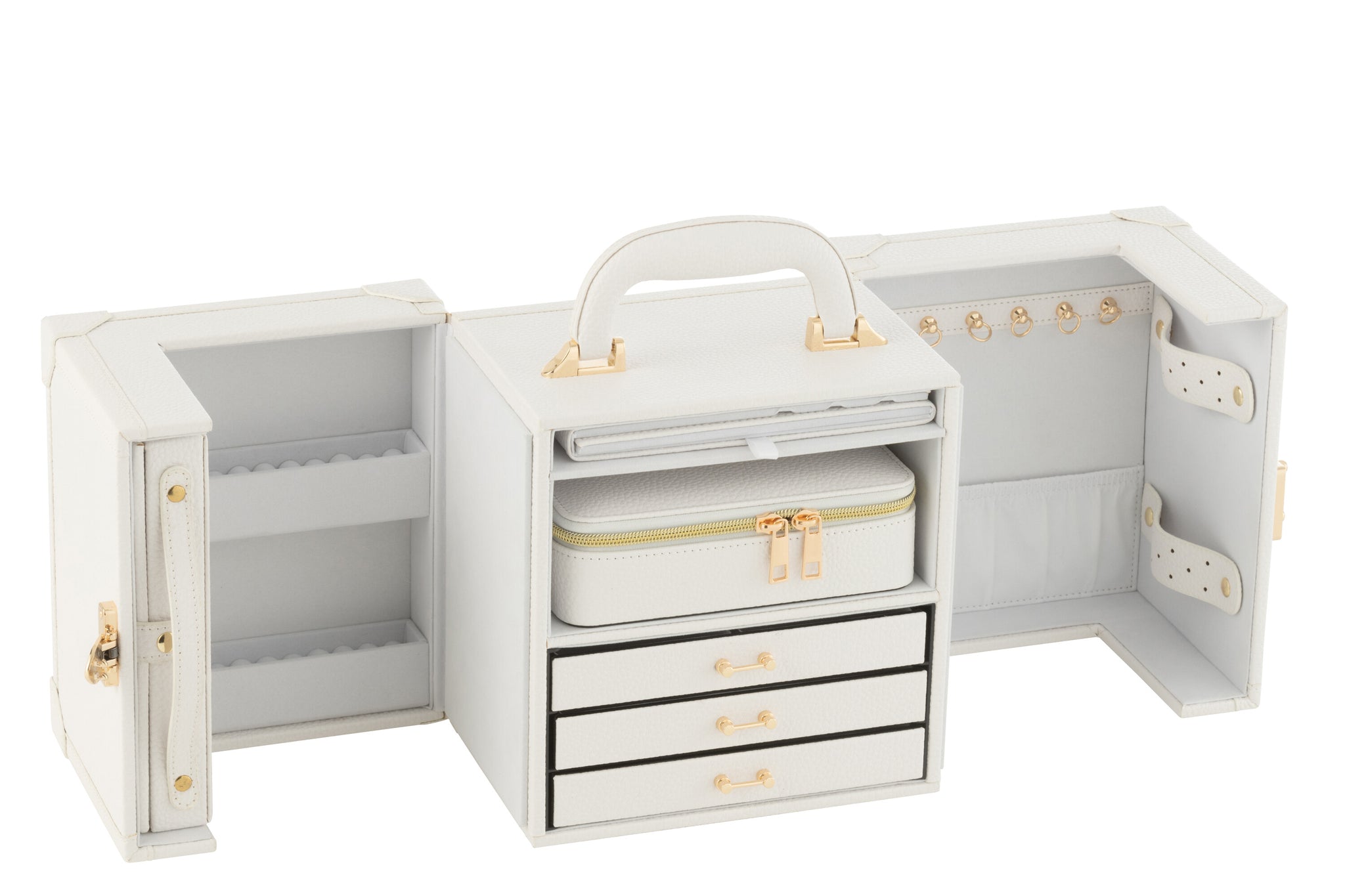 Juwelenkoffer Met Handvat Kunstleder Wit J-Line