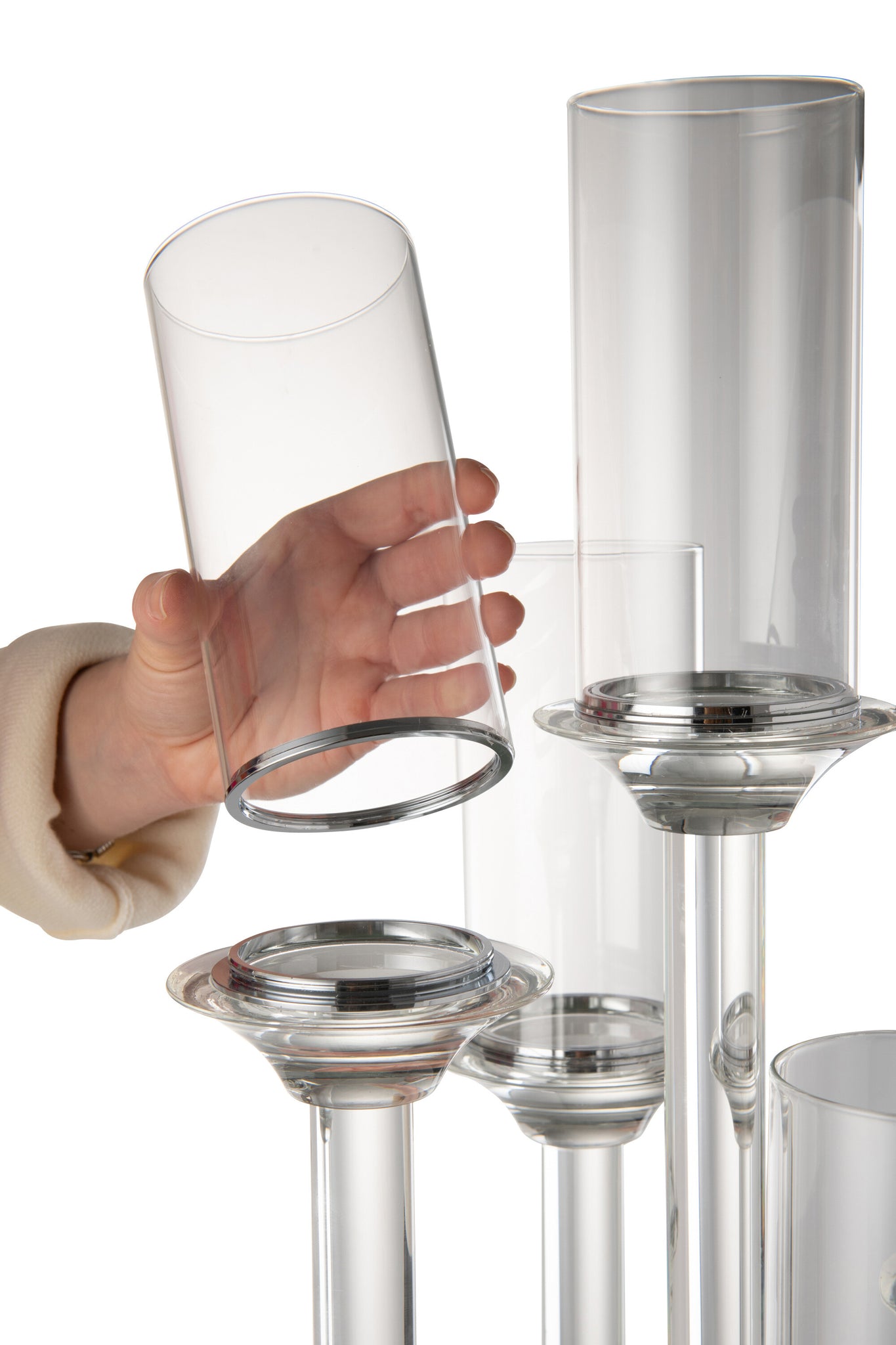 Kaarshouder 5 Groot Glas Transparant H100cm J-Line