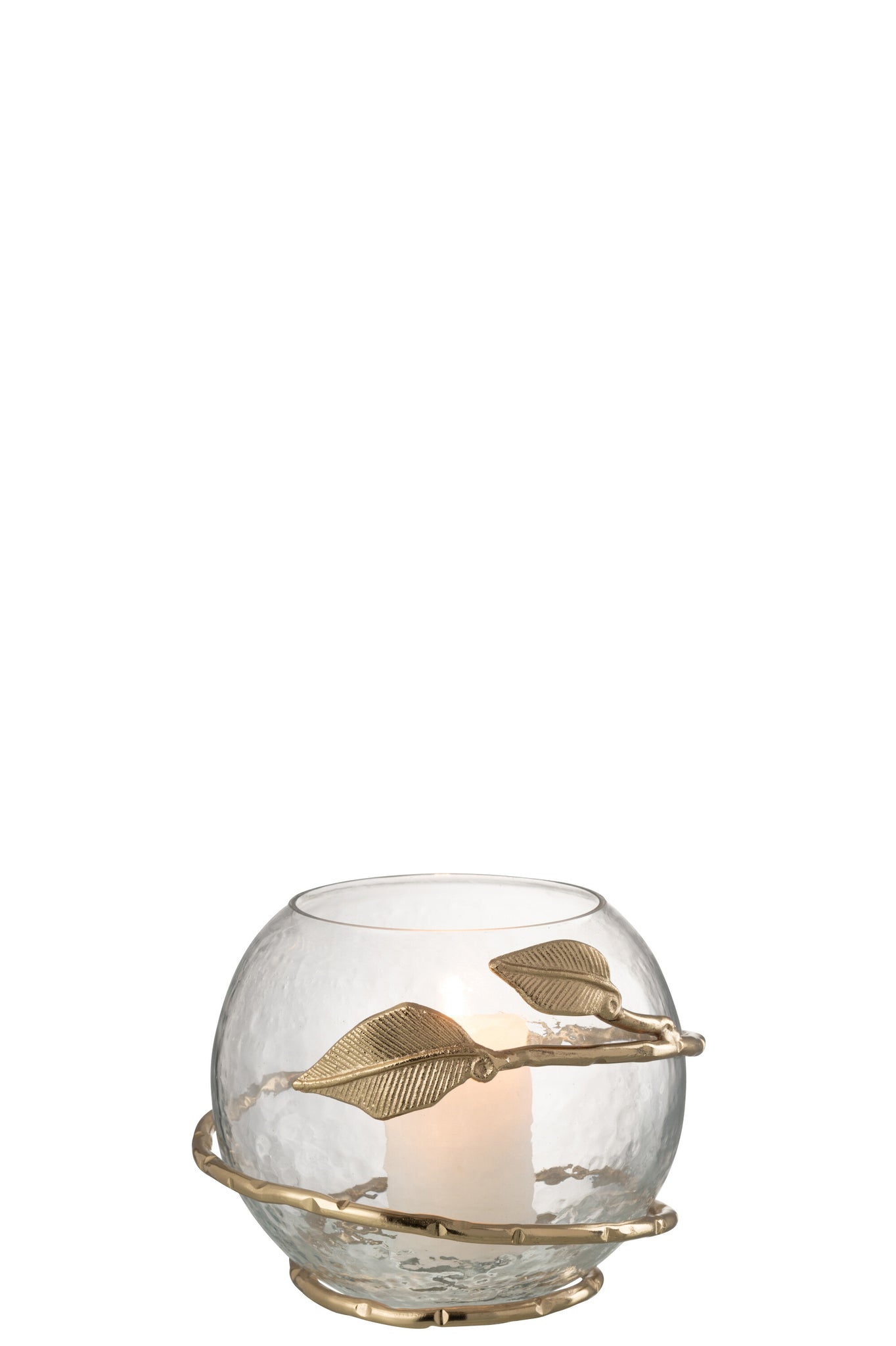 Vaas Blad Schaal Glas/Ijzer Transparant/Goud
