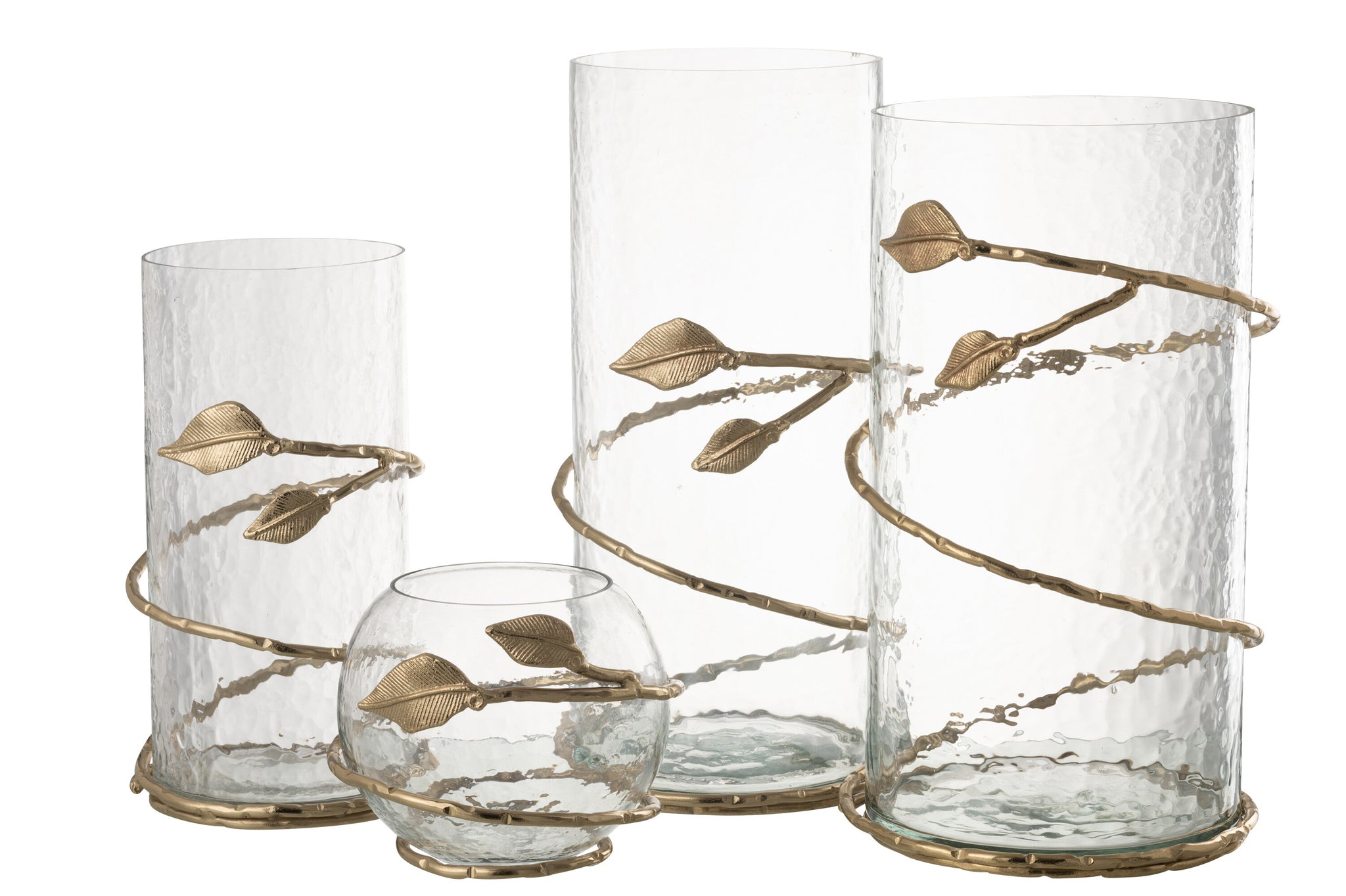Vaas Blad Schaal Glas/Ijzer Transparant/Goud