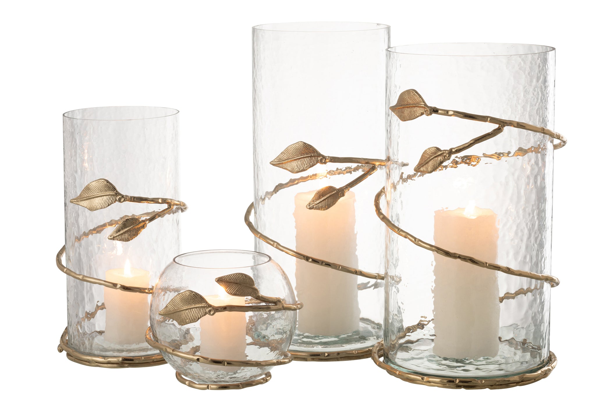 Vaas Blad Schaal Glas/Ijzer Transparant/Goud