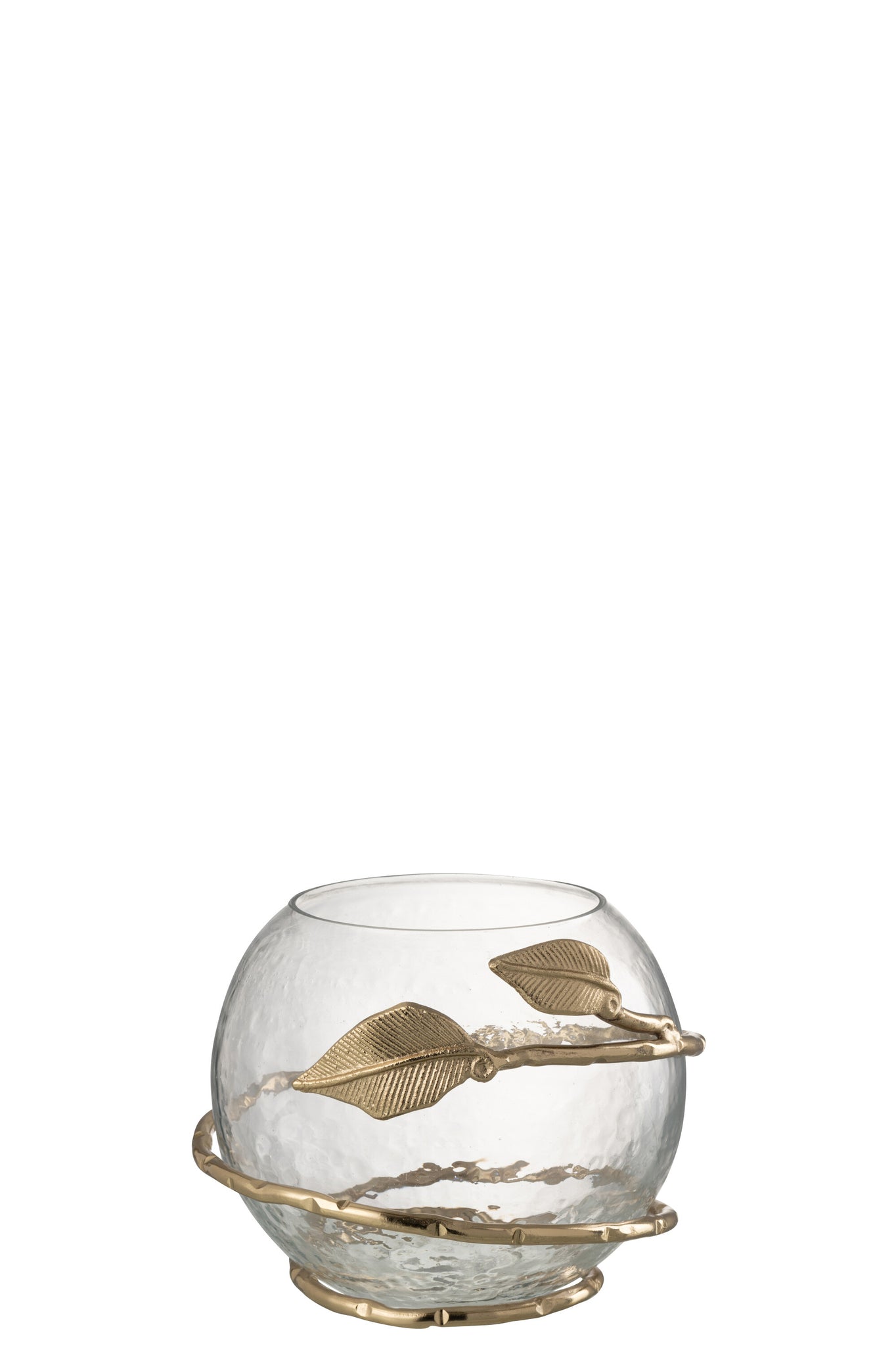 Vaas Blad Schaal Glas/Ijzer Transparant/Goud