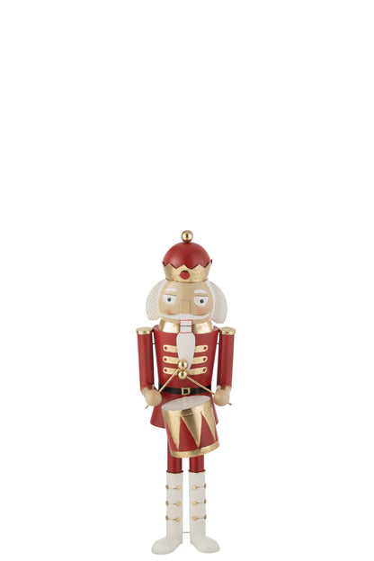 Notenkraker Trommel Ijzer Rood/Goud Medium H106,5cm J-Line