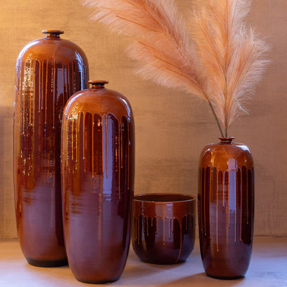 Vaas Lee Terra Blinkend Bruin/Oranje Large Ø28xH95cm J-Line