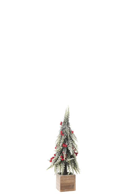 Kerstboom + Led Kunststof Sneeuw Groen/Rood H40cm Small J-Line