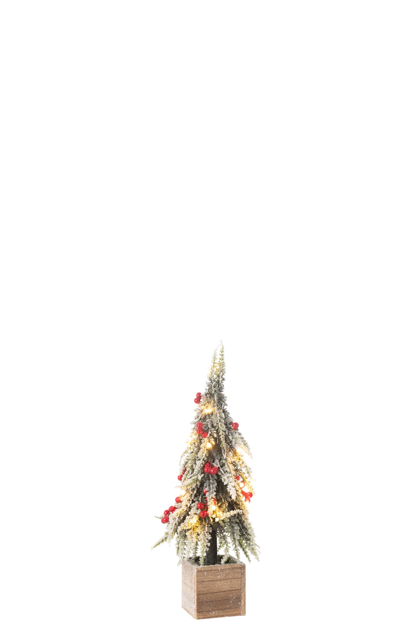 Kerstboom + Led Kunststof Sneeuw Groen/Rood H40cm Small J-Line
