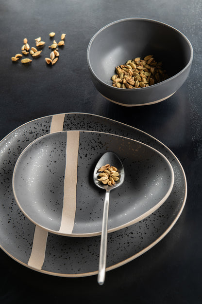 Bord Keramiek Zwart/Taupe Large J-Line
