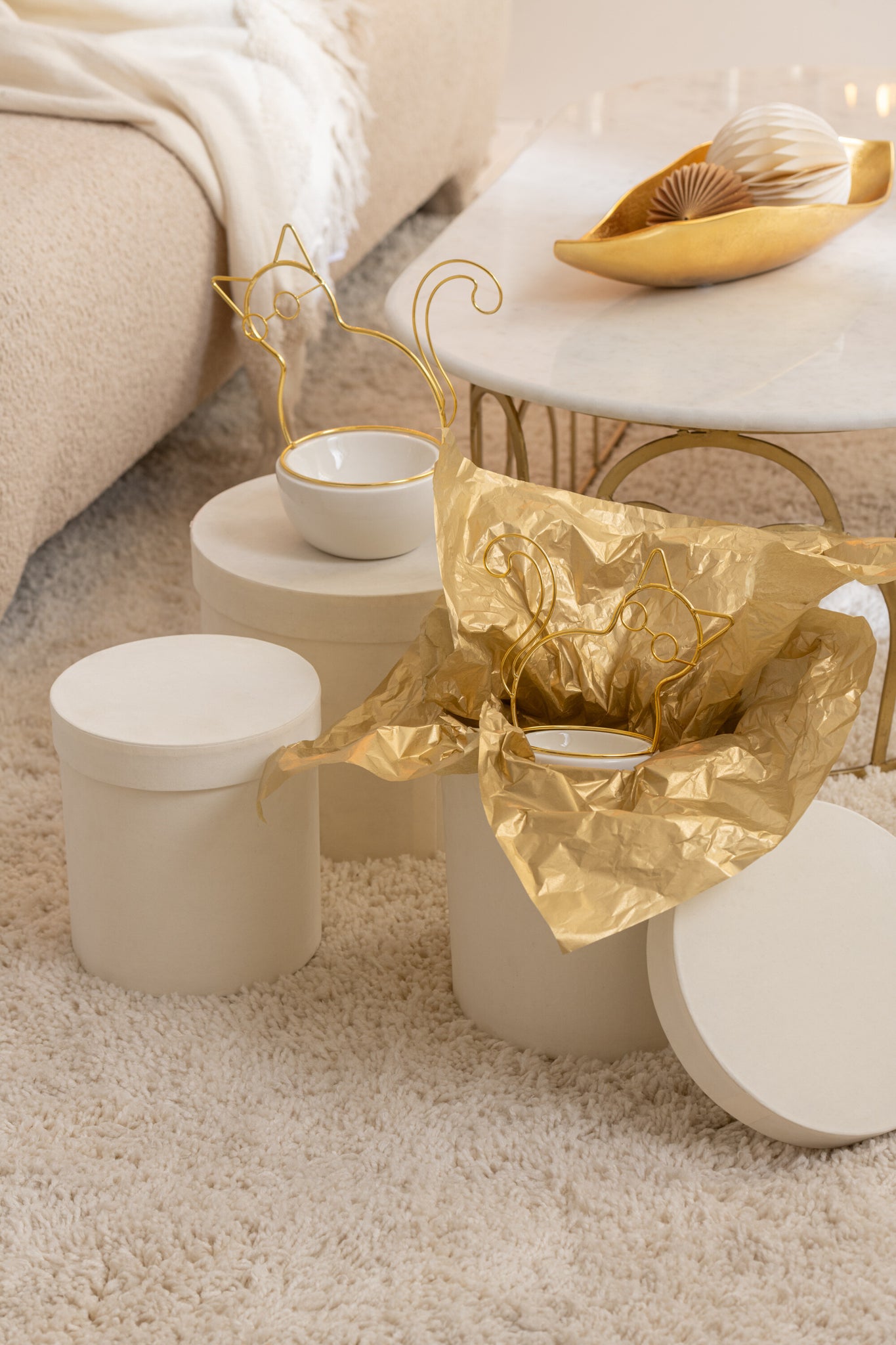 Dozen Rond Plat Fluweel Papier Wit Set van 3 J-Line