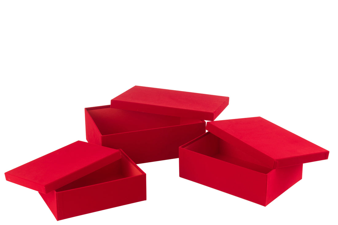 Set Van 3 Dozen Rechthoekig Fluweel Papier Rood J-Line